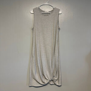 Women's REBORN J Striped Tank Dress in White and Gray, Size Large